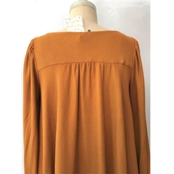 FREE PEOPLE GINGER DEVIN AUTUMN PEARL BISHOP SLEEVE HENLEY KNIT TOP XS NWT - Picture 10 of 14